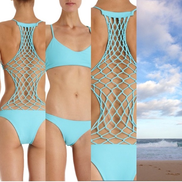 MIKOH Xavier Crochet One Piece Bikini - Blue Small - Picture 7 of 8